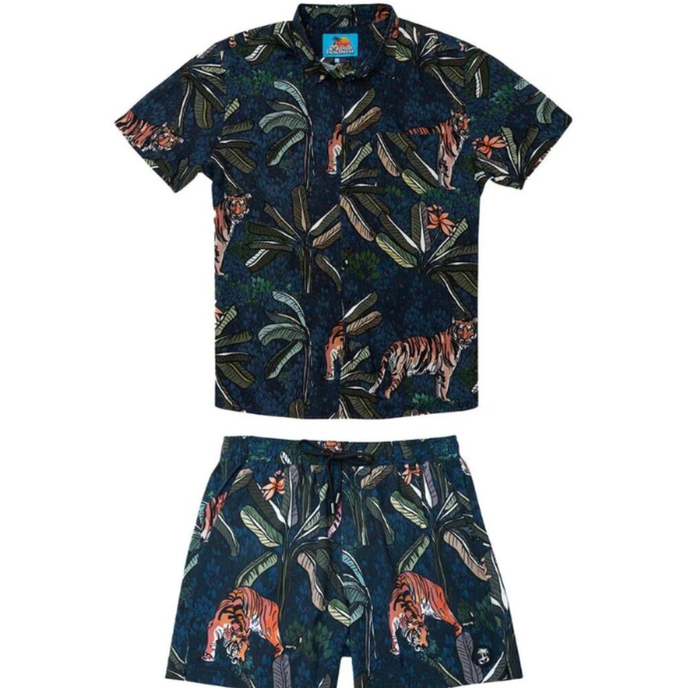 NWT Barstool Balls Beachwear Night Stalker Button Up & Swim Trunks Size XXL
